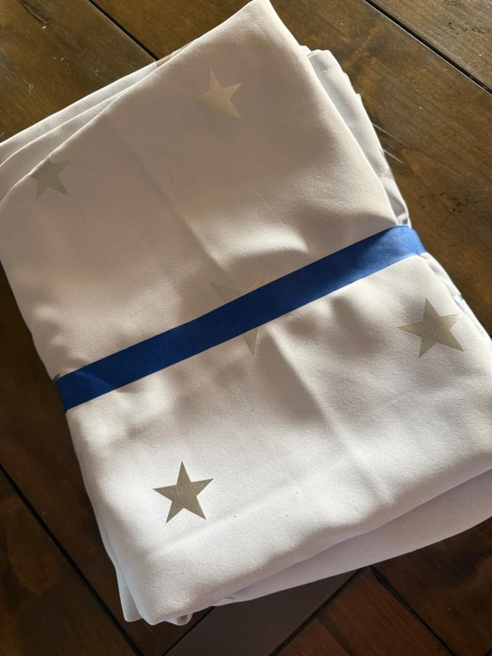 White Star Print Drapery Panels with blackout curtains